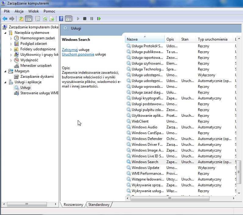 [Windows 7] Jak wyłączyć indeksowanie plików w Windows 7